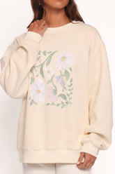 Flower Garden Graphic Sweatshirt - Cream
